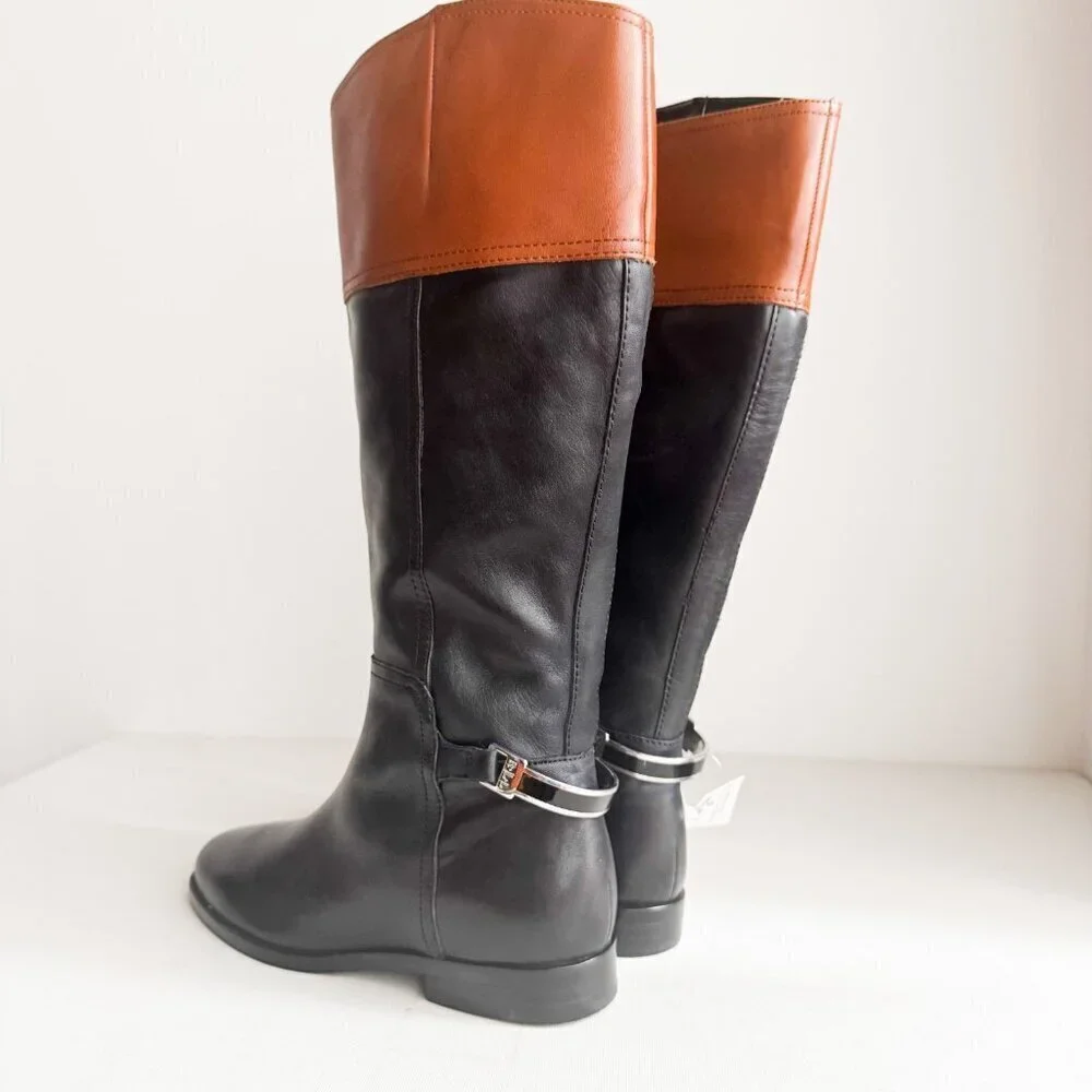 Lauren Ralph Lauren Two Tone Leather Riding Style Knee High Boots NWT
